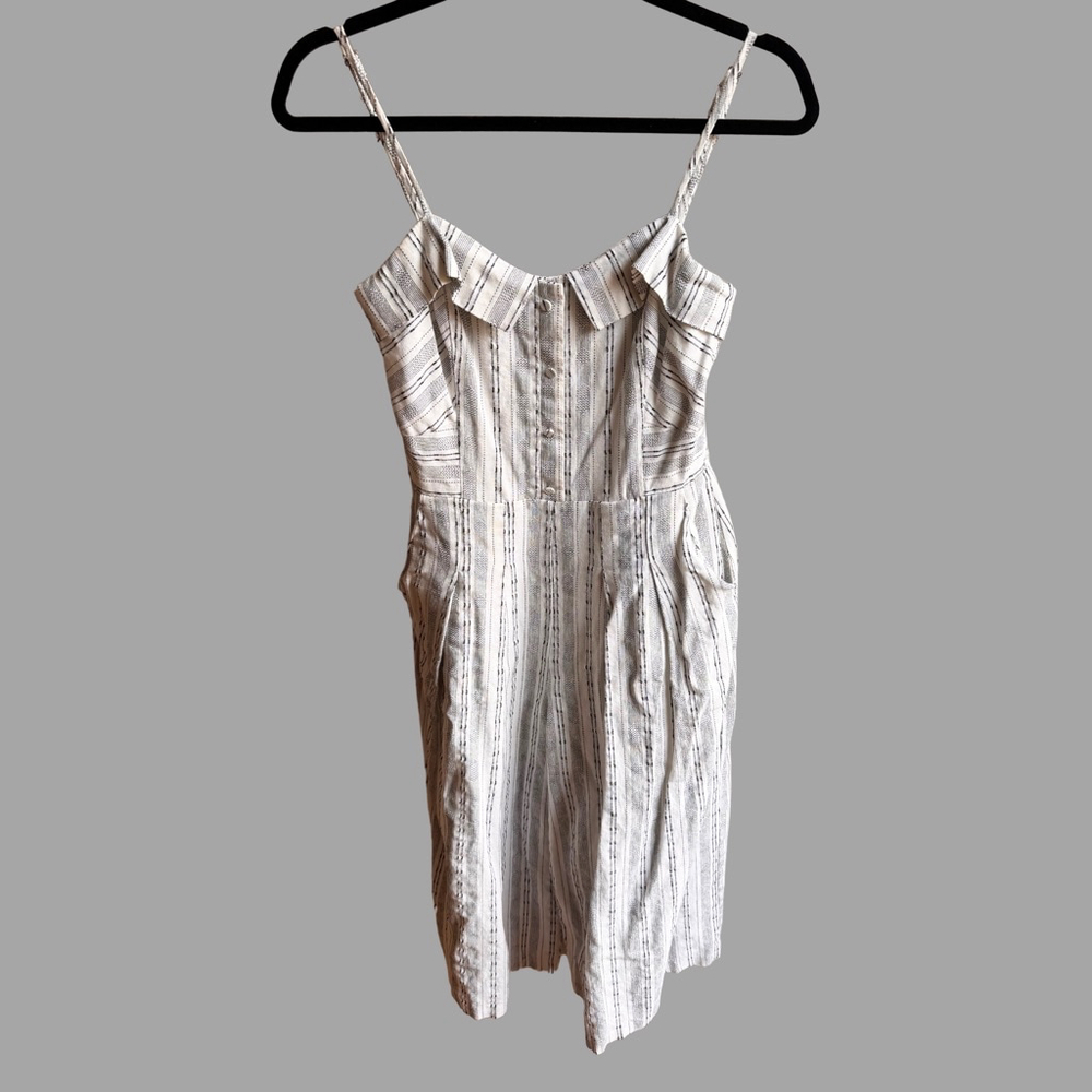 Greylin Jumpsuit - Size M Cotton & Linen Black Striped Cropped One-piece
